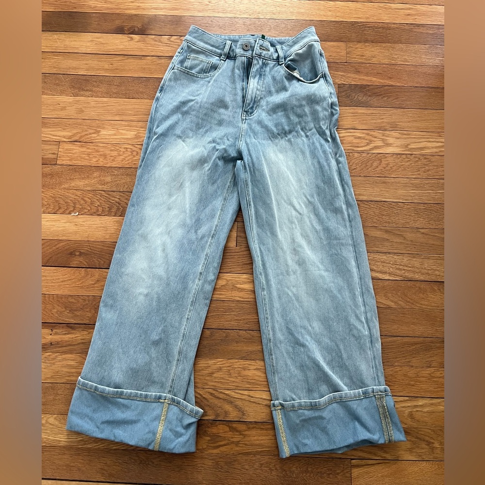 HALARA Light Blue Wide-Leg Flare Jeans